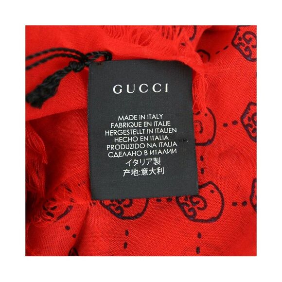 Gucci Women's Ghost Red Modal / Silk GG Skull Print Large Square Scarf - Picture 5 of 8